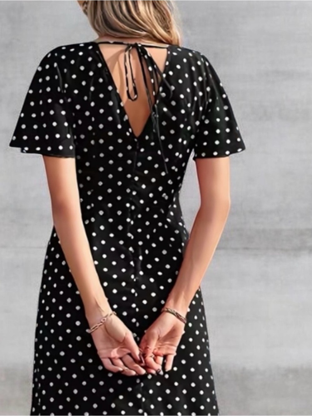Elegant Black Polka Dot Maxi Dress - Size M/L - Picture 9 of 9
